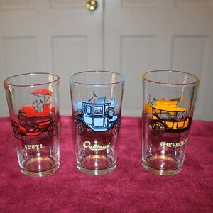 Vintage Drinking Glasses with Classic Cars - 10 ounces - set of 3